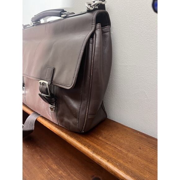 AUTHENTIC COACH LEXINGTON BROWN LEATHER BUSINESS FLAP BRIEFCASE #70666 EUC - Picture 6 of 16